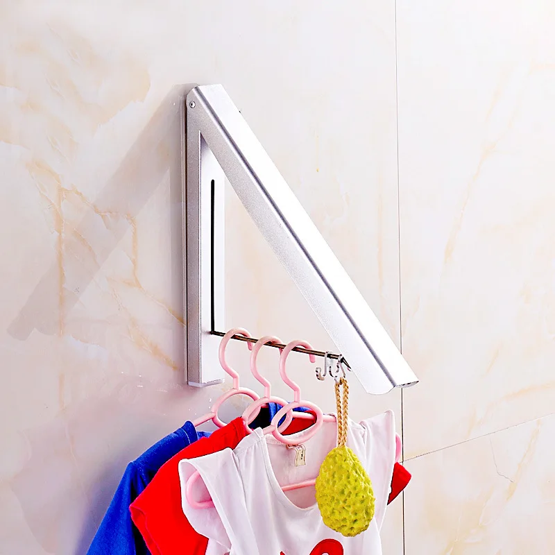 Space aluminum invisible hanger mounted on the wall of retractable foldable aluminum clothes hangers for clothes