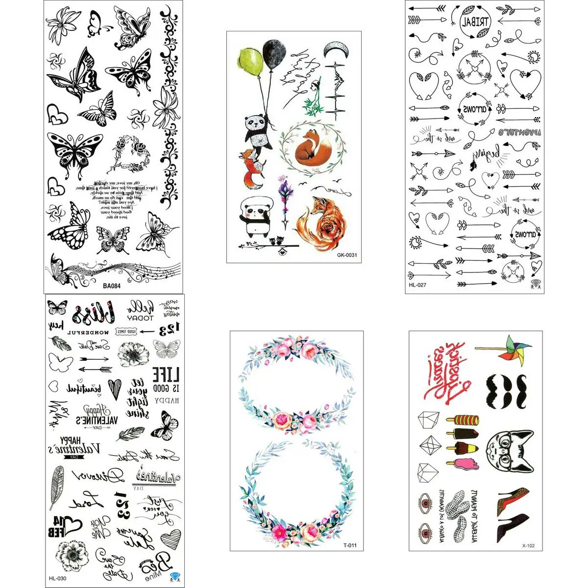 

6PCS/Lot Temporary Tatoo Body Tattoo For Kids Water Sticker Waterproof Temporaria Men Temp Tatu Tatto Fake Cute Tato