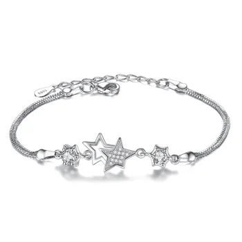 

Latest 925 Sterling Silver Charm Bracelet Fashion Crystal Zirconium Peach Flower Bracelet Silver Jewelry Women Party Pulseira
