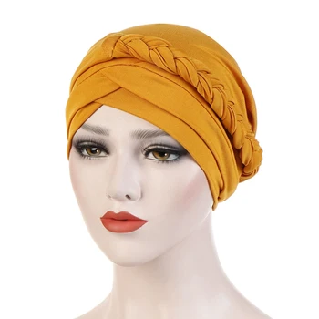 

9-Color New Women Elastic Turban Hat Muslim Hijab Islamic Jersey Beads Chemo Cap Ladies Hijab Stretch Head Wrap Head Scarf