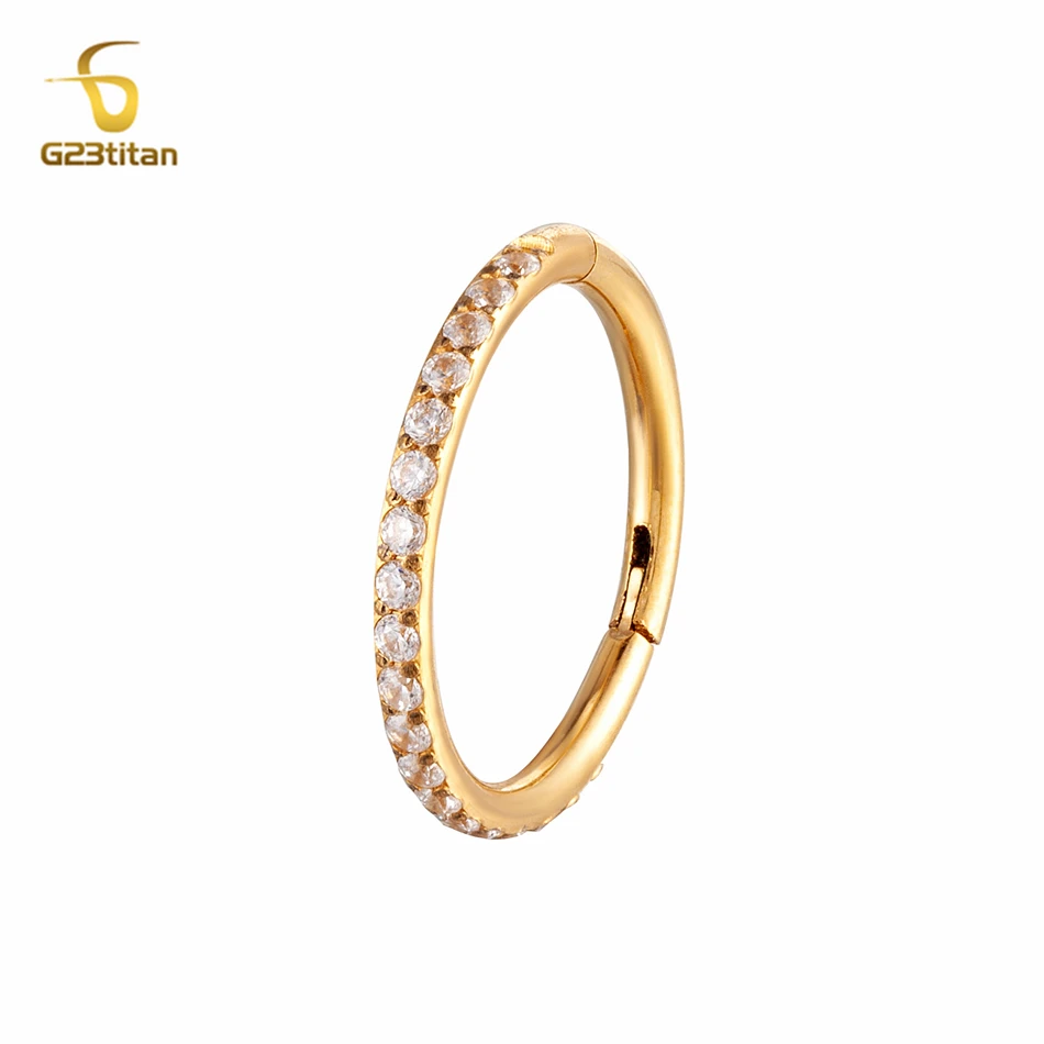 F136 Titanium Clear CZ Cartilage Earring Hypoallergenic 6-14mm Hoop Ear Nose Septum Piercing Rings Conch Daith Helix Tragus Stud - Image 2