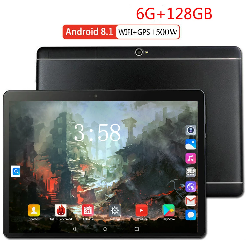 

HOT NEW Cheap 10 inch Tablet PC Android 8.0 Deca Core 6GB RAM 128GB ROM 8 MP Bluetooth Wifi 4G LTE FDD IPS 1920*1200 Tablet 10.1