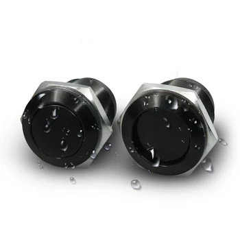 

2PCS 16mm Latching Metal push button switch black Waterproof On Off Switch 12V 2Pin Aluminium Alloy Black 2PCS