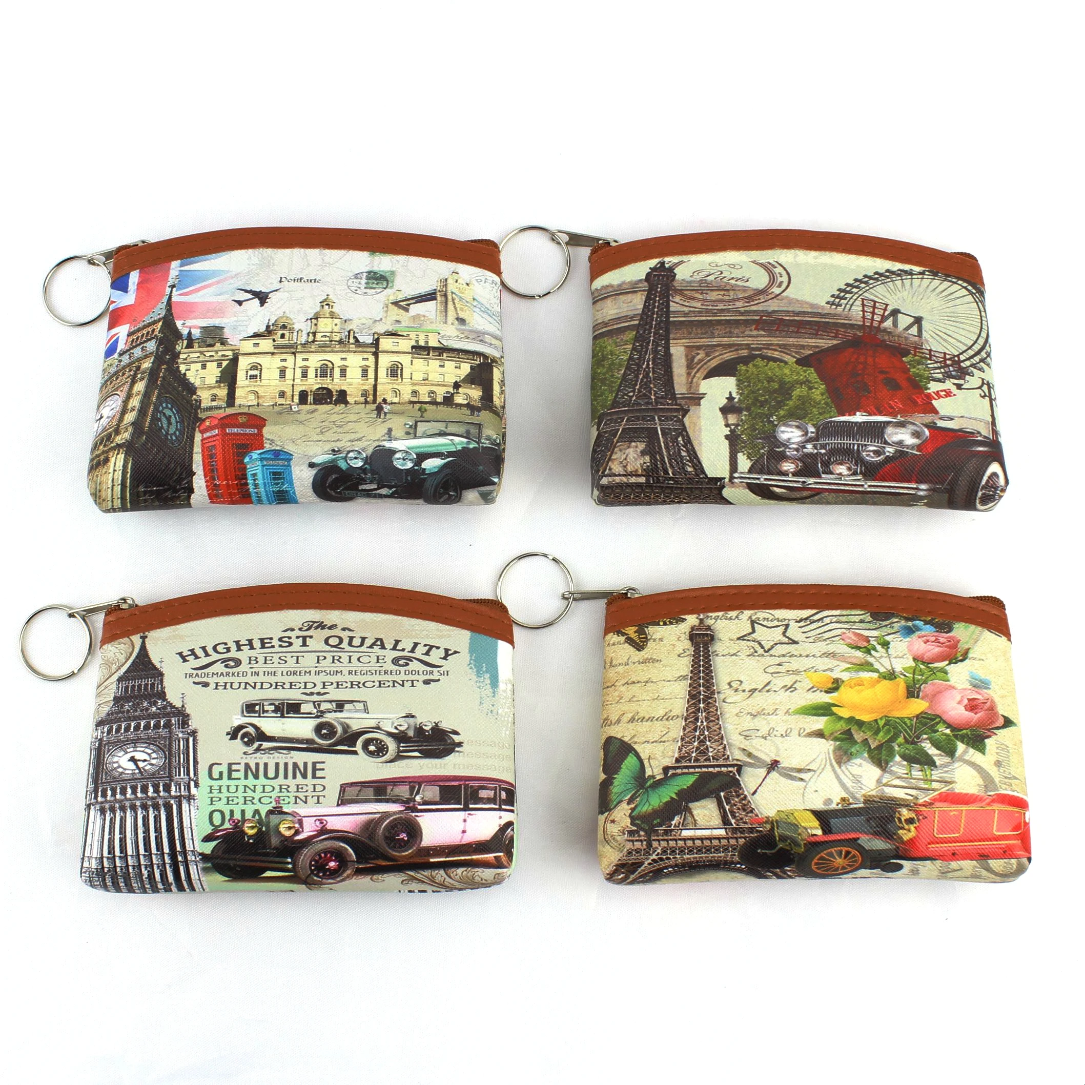 Children vintage Eiffel Tower coin purses girl Big Ben change purse women zipper coin bag lady zero wallet female kids pouch