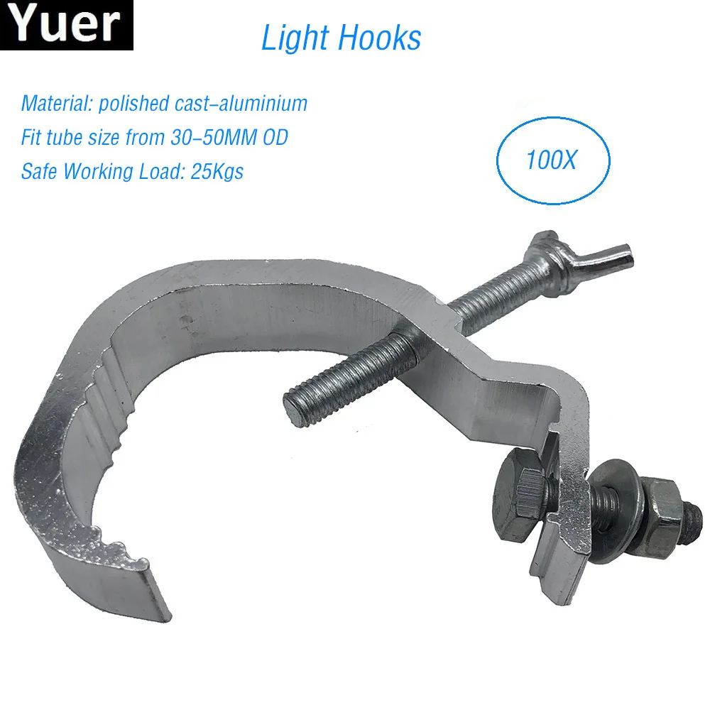 

100Pcs Aluminium Material Light Hooks 30-50mm Load Bearing 25kg For DJ Disco Light Par Moving Head Stage Light Club Bar Hooks