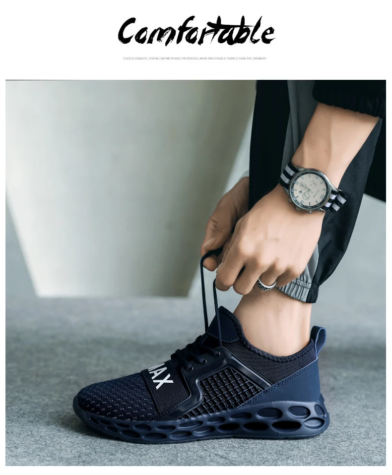 Модные мужские кроссовки из сетчатого материала; повседневная мужская обувь; Удобный светильник; Мужская прогулочная обувь размера плюс 47; синяя мужская обувь; Tenis Masculino