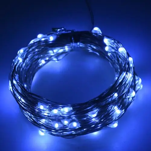 Solar 100LEDs Light Outdoor Garden Wedding Waterproof Wire Lamp Decor Lights Christmas Garland Stringed Light For Wedding Garde - Цвет: Blue Light