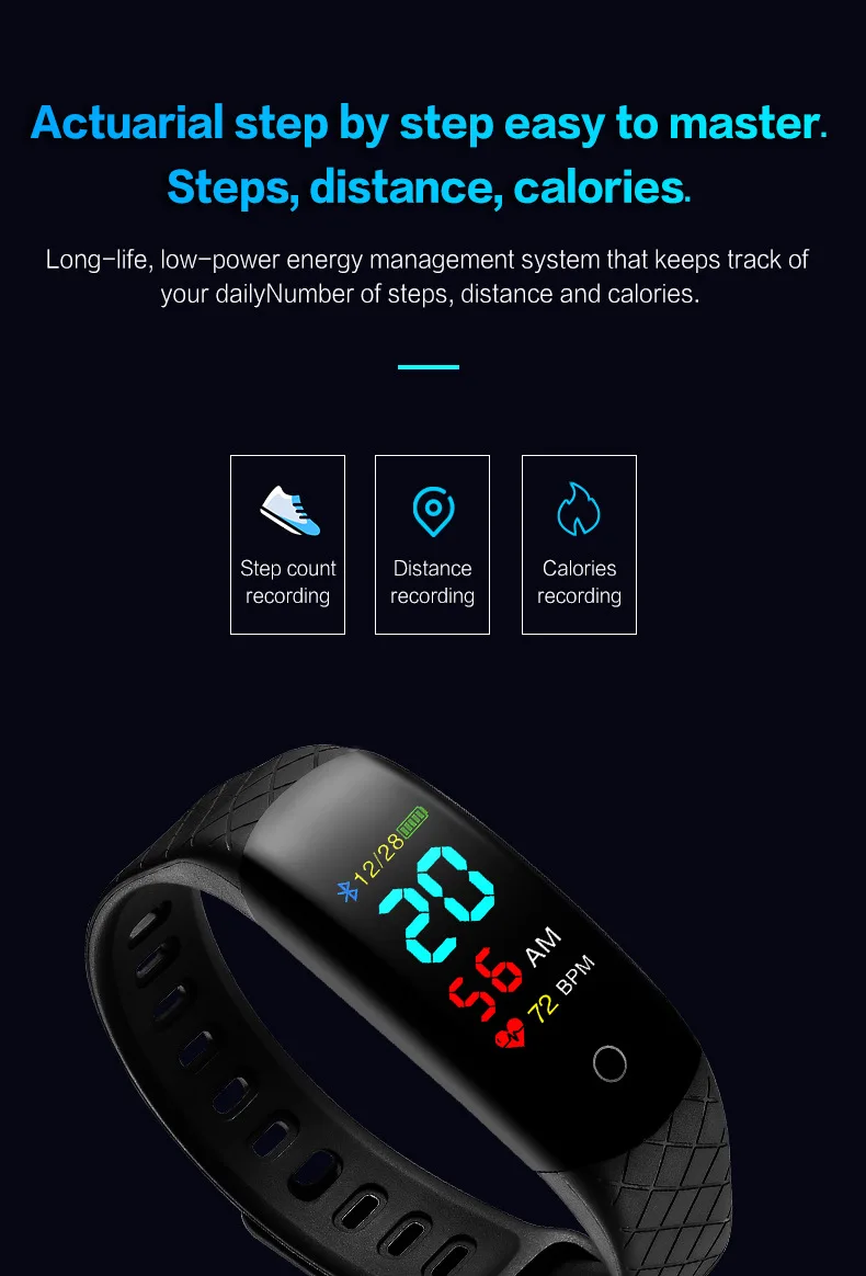 CB608 blood pressure oxygen smart heart rate bracelet waterproof pedometer sleeping monitoring SMS display smart wearable