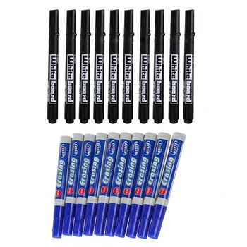 

20 x Board Marker Whiteboard Marker Pen Washable Black & 10 x Blue