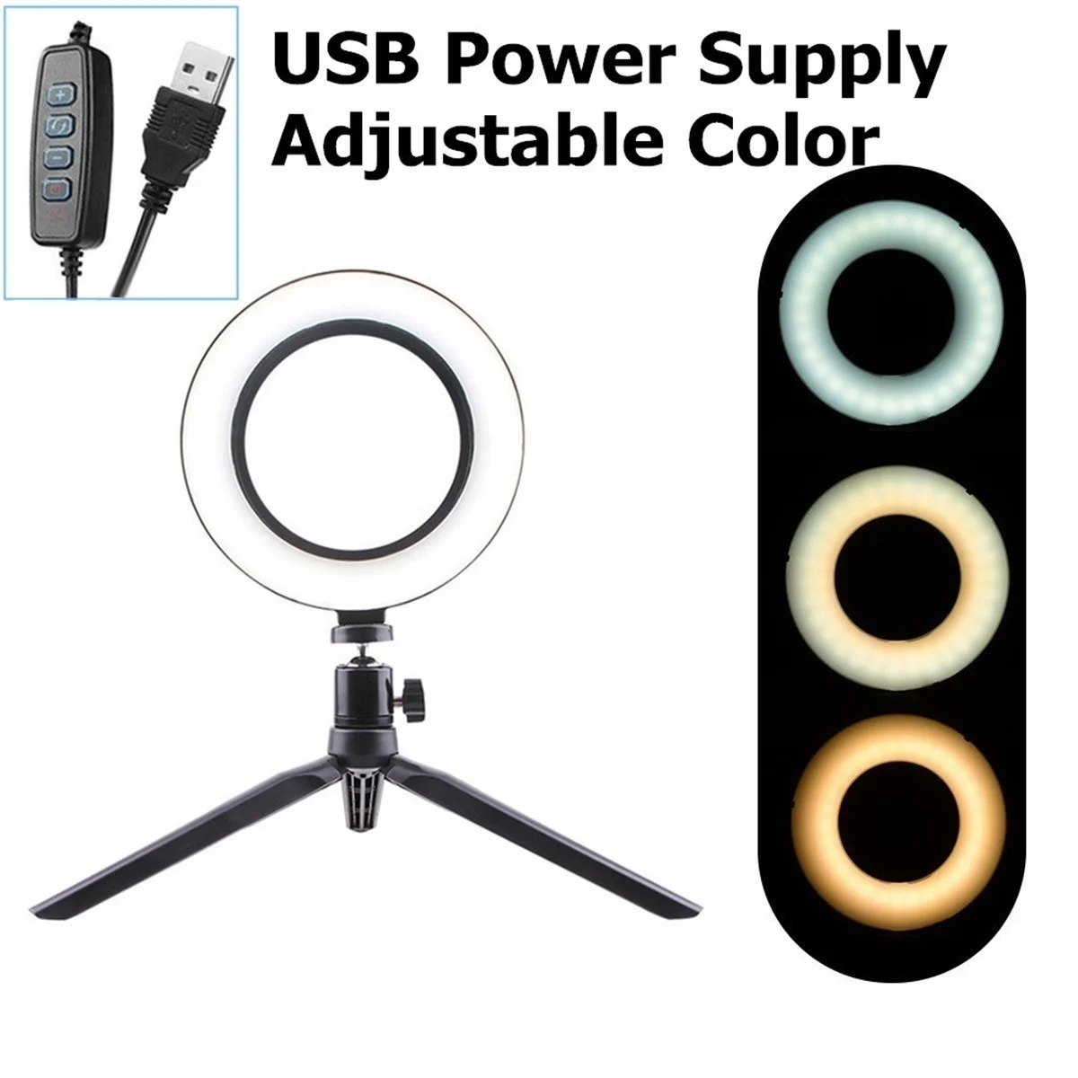 

6.3''/7.8''/10.2'' Dimmable Camera Photo Studio Photography Dimmable Desktop Live Ring Lamp Phone Video LED Beauty Ring Light
