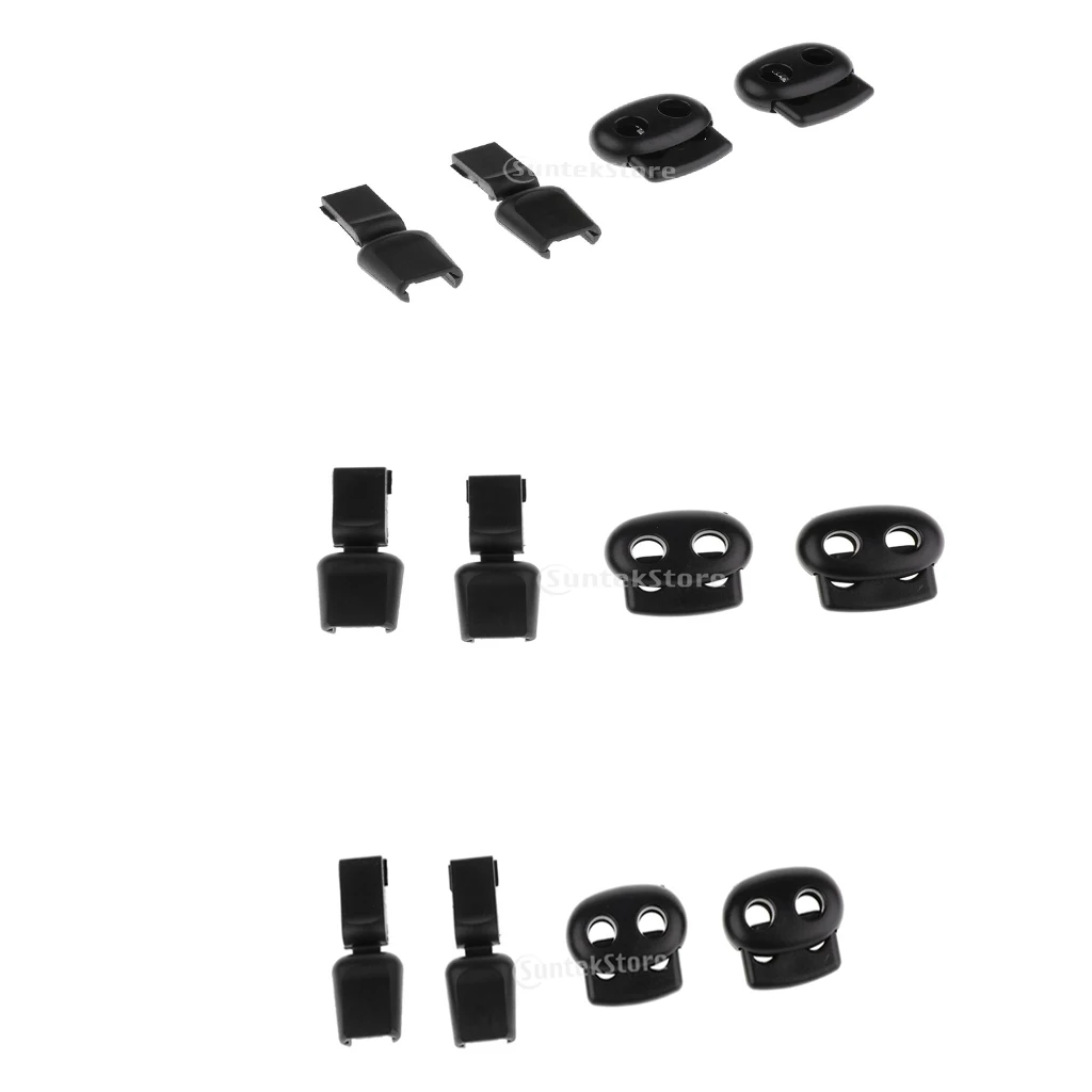 3 Pair Sport Shoes Lace Locks Set Shoelaces Strings Fastener Stopper Black Strong and Durable to Use