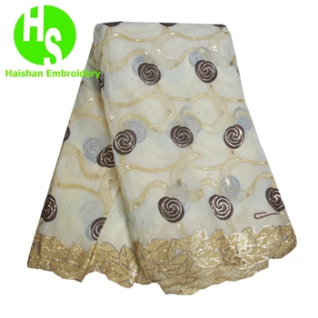 

HS Lace Fabric for Dresses Organza African Net Lace French Sequin Fabric tissu africain mariage French Sequin Lace Fabric