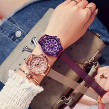 Модные женские сетчатые часы с магнитной пряжкой, роскошные женские кварцевые часы, браслет для женщин
