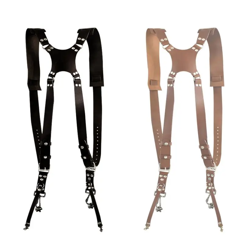 

High-quality Wear-resistant Camera Strap Practical Portable Dual Shoulder Leather Harness Camera Gear Camera Accessories1