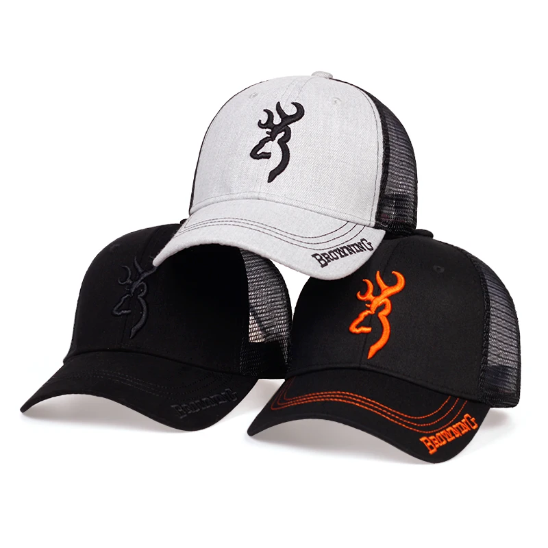 high quality BROWNING embroidery baseball cap men's hip-hop tide hat ladies summer breathable mesh outdoor sun trucker h | Аксессуары