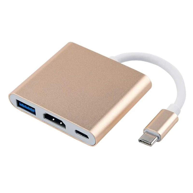 HDMI-PD-USB gold Baolyda USB C док-станция USBC HDMI концентратор Thunderbolt 3 USB 3,1 type c к HDMI VGA 4K адаптер для Mac book matebook Chromebook samsung - Цвет: HDMI-PD-USB gold