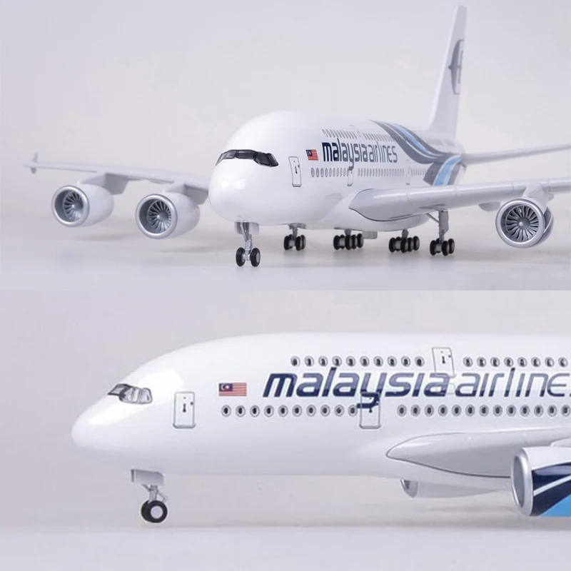 1/160 масштаб 50,5 см самолет Airbus A380 малайзийская авиакомпания Модель W светильник и колесо литой пластик Смола самолет для сбора