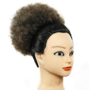 

YXCHERISHAIR Clip In Chignon Hairs Bun Piece High Temperature Fiber Ombre Curly Synthetic Afro Drawstring Ponytail Extensions