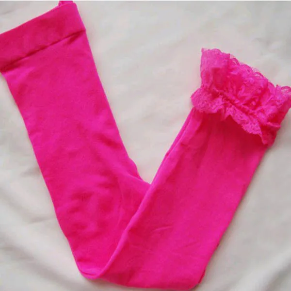 Модные бархатные леггинсы с кружевом для маленьких девочек; Детские Балетные леггинсы - Цвет: Rose