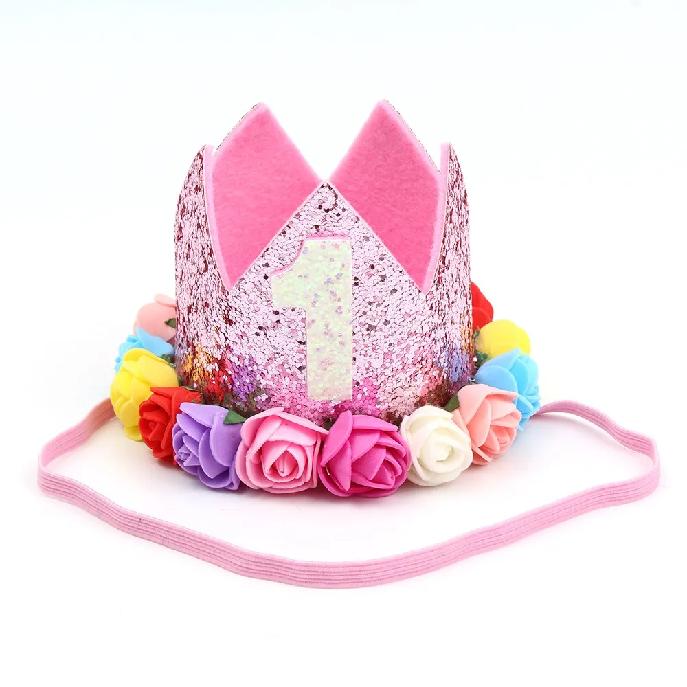 Pink(Many Color) 1 шт., детская шапка для кошек и собак на день рождения/головные уборы для домашних животных, головной убор на день рождения, маленькие/средние собаки/кошки, Цветочные Декоративные шляпы с буквами - Цвет: Pink(Many Color)