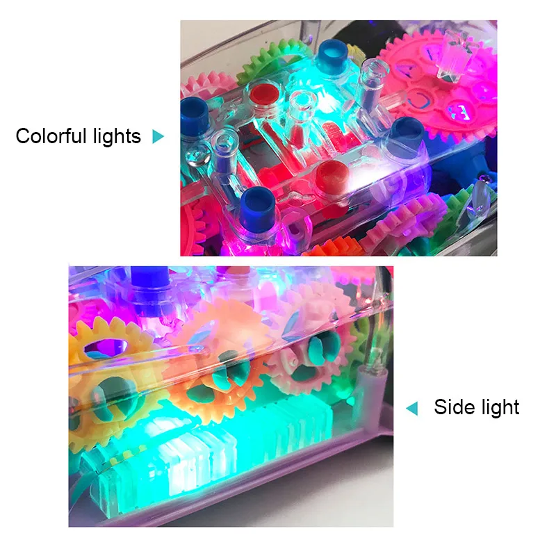 Электрический игрушечный автомобиль универсальный механизм Механическая концепция красочный светильник музыка мультфильм Прозрачный игрушечный автомобиль Высокое качество
