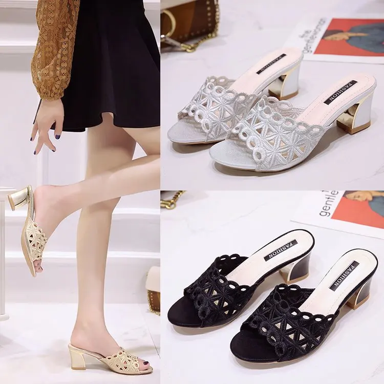 

Summer Women Ankle Boots Female Mesh Peep Toe Sandals Lace Pumps Women's Square High Heel Fashion Shoes Ladies Plus Size