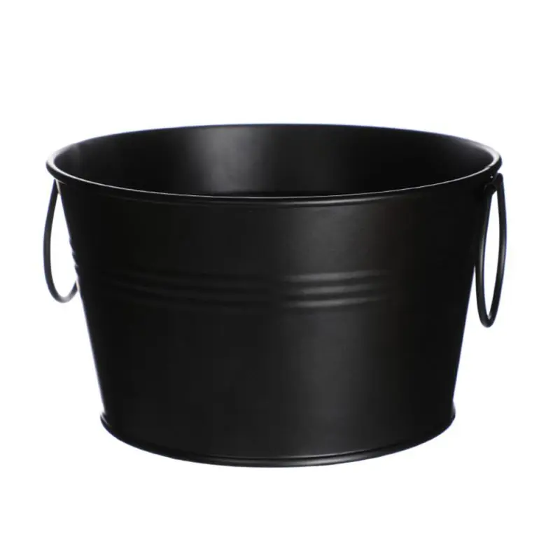 3pcs black 1L железное ведро Жесть мини бочонок Ванная комната Кухня бытовой воды открытый сад поливающиеся цветочные контейнер гаджет для украшения - Цвет: 3pcs black