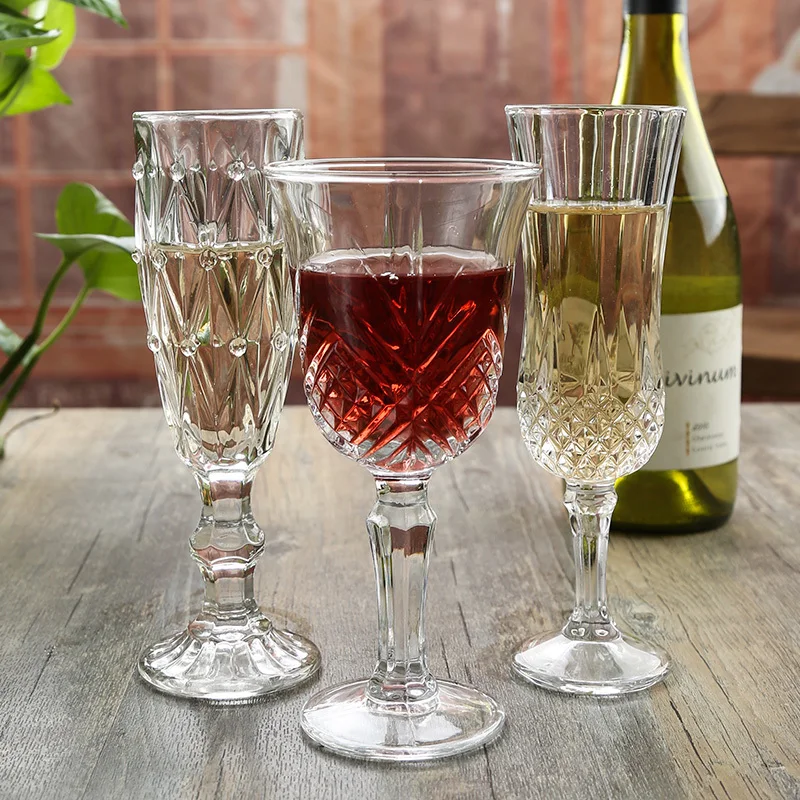 

European Diamond Relief Cocktail Glass Champagne Palace style Light Luxury Small Capacity Transparent Lead-free Glass Household