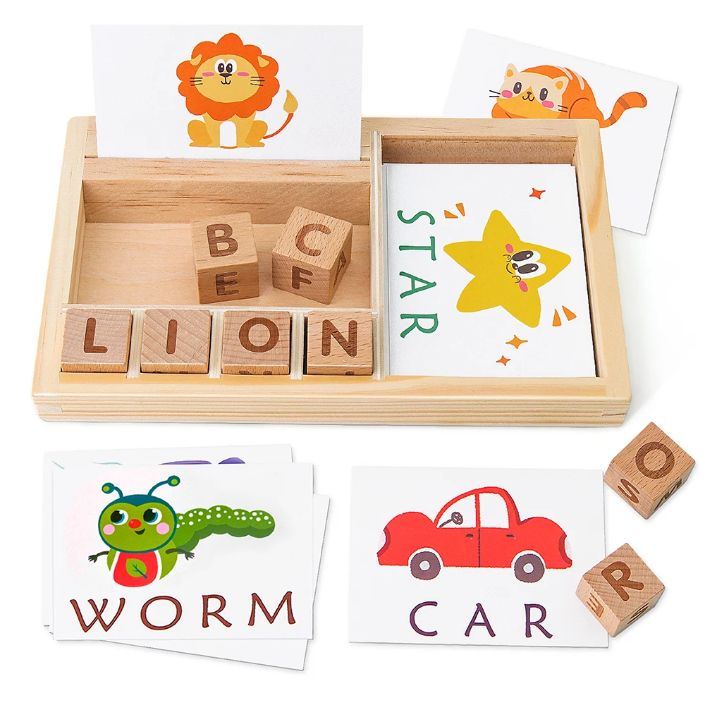 Montessori Word Puzzle Spelling Board Family Set Kid Toy 