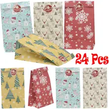 24 шт Женский семейный Рождественский подарок украшения сумки Санта-Клауса снежинка подарок Рождество печенье Фудж конфеты картонная сумка