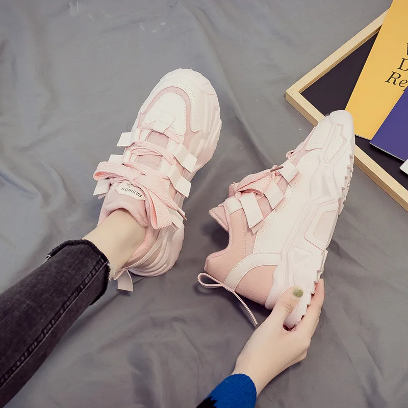 

INS Super Fire Dad Shoes Women's plus Velvet 2019 New Style Winter Warmth Retention Material Shoes Net Red Versatile Casual Spor