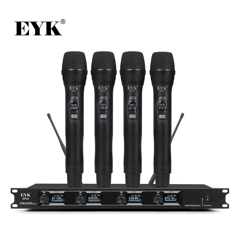 EYK EFU4 4 Каналы UHF Беспроводной микрофон Системы с металлической Материал ручной