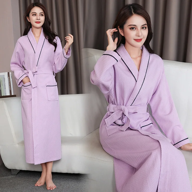 Cotton Negligee Sleepwear Cotton Nightgown Bathrobe Waffle Bathrobe