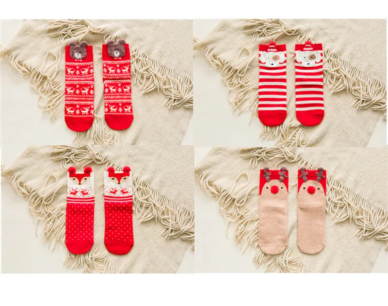 1 пара Для женщин носки Повседневное зимние рождественские носки Олени Санта-Клауса; удобные носки из хлопка с принтом в виде персонажей из мультфильма, теплые женские носки, подарок на Рождество