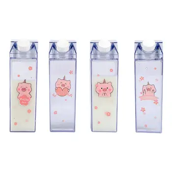 

Portable Water Bottle Milk Storage Sakura-Print Strawberry-Print Sports Drinking Clear Cup For Home School Office