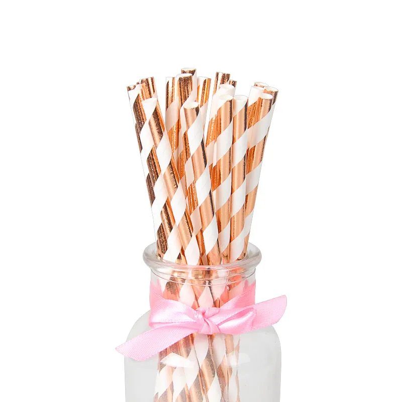 25 шт./лот бумажные трубочки в полоску для рождества, дня рождения, свадьбы, декоративные вечерние товары, креативные питьевые соломинки