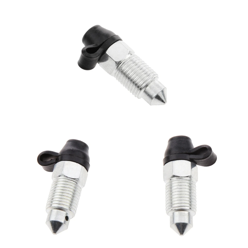 3-pack Motorcycle Brake Caliper M10 X 1mm Bleed Screw , Silver