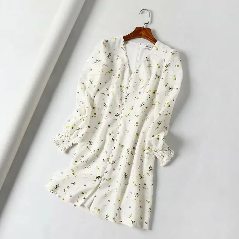 

One's Polka Dot Dress Women's Collar Lantern Sleeve Loose-Fit Playful Western Style by Age GIRL'S Dress Entity