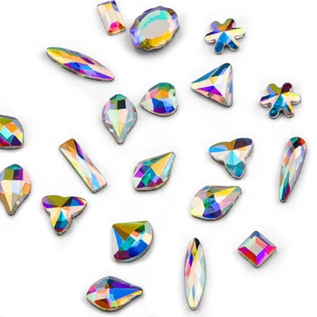 

20Pcs/Pack Nail Art Rhinestones Personalised Flat Shapes Glass AB Colorful Stones For 3D Nails Art Decoration