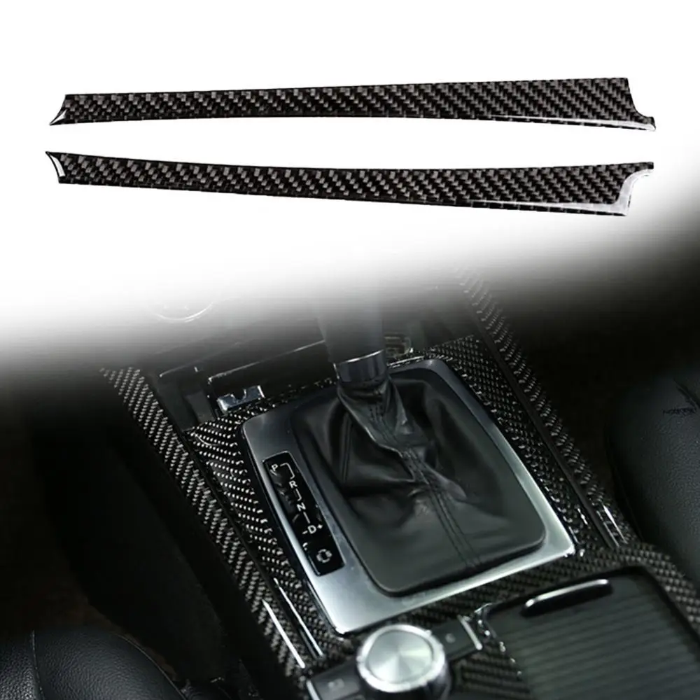 2Pcs 3K Carbon Fiber Car Interior Trim Gear Side Stickers Decals Wear-resistant Auto decoration for Mercedes-Benz C-class W204 | Автомобили