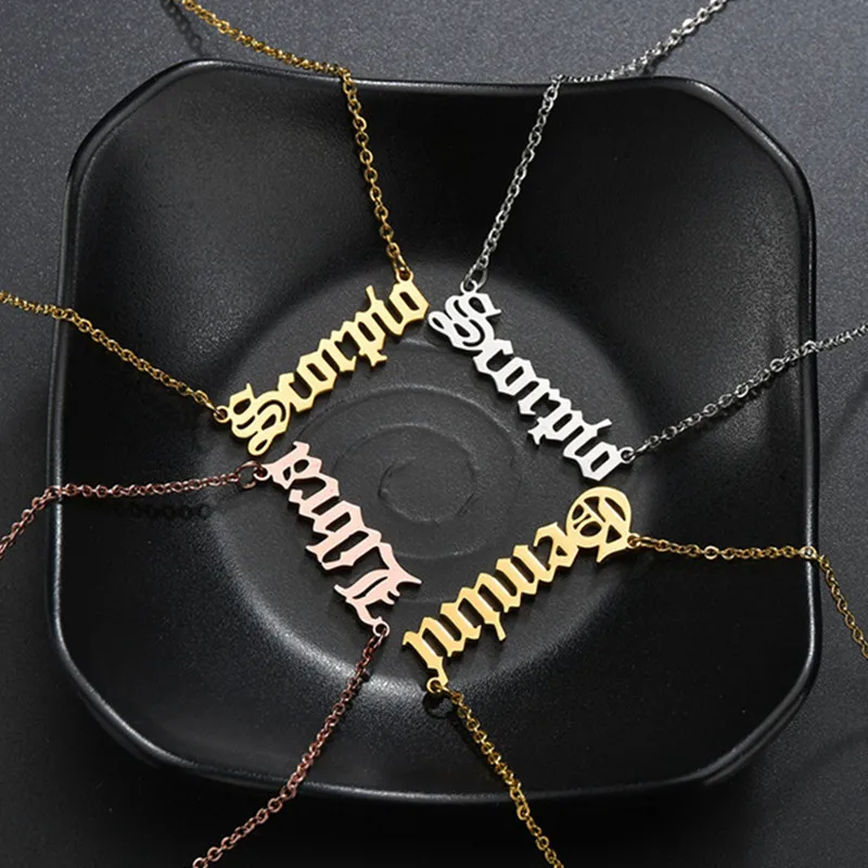 Gothic-Jewelry-12-Zodiac-Letter-Necklace-Women-Men-Birthday-Gift-Old-English-Constellation-Choker-Necklaces-Taurus