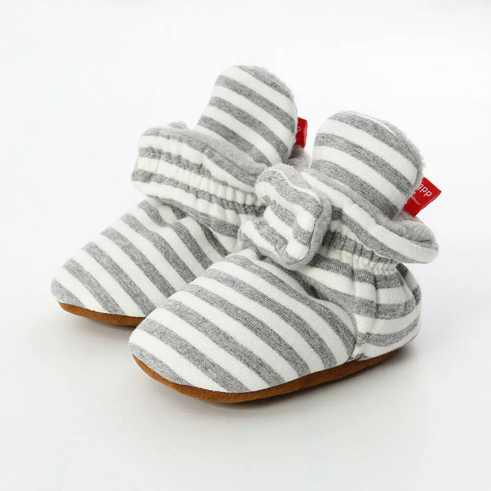 Серый Toddler Newborn Cartoon Soft Crib Sole Baby Kids Girls Boy Prewalker Shoes 0-18M - Цвет: Серый