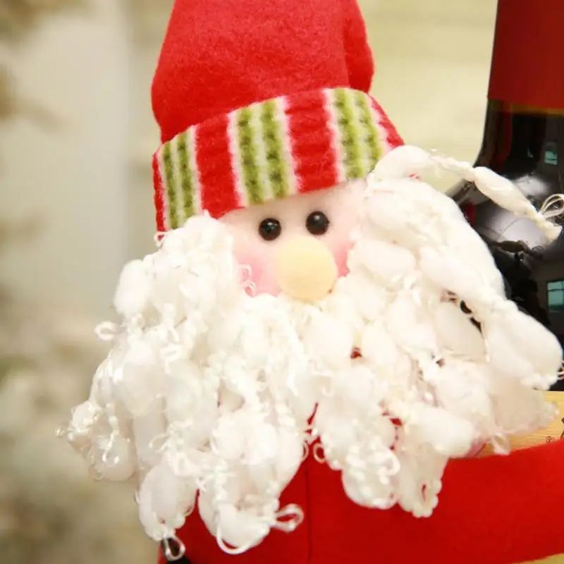 Рождественская вечеринка Декор окружающей среды большая крышка бутылки вина Санта Клаус милый снеговик подарок держать кусок кукла год декор стола