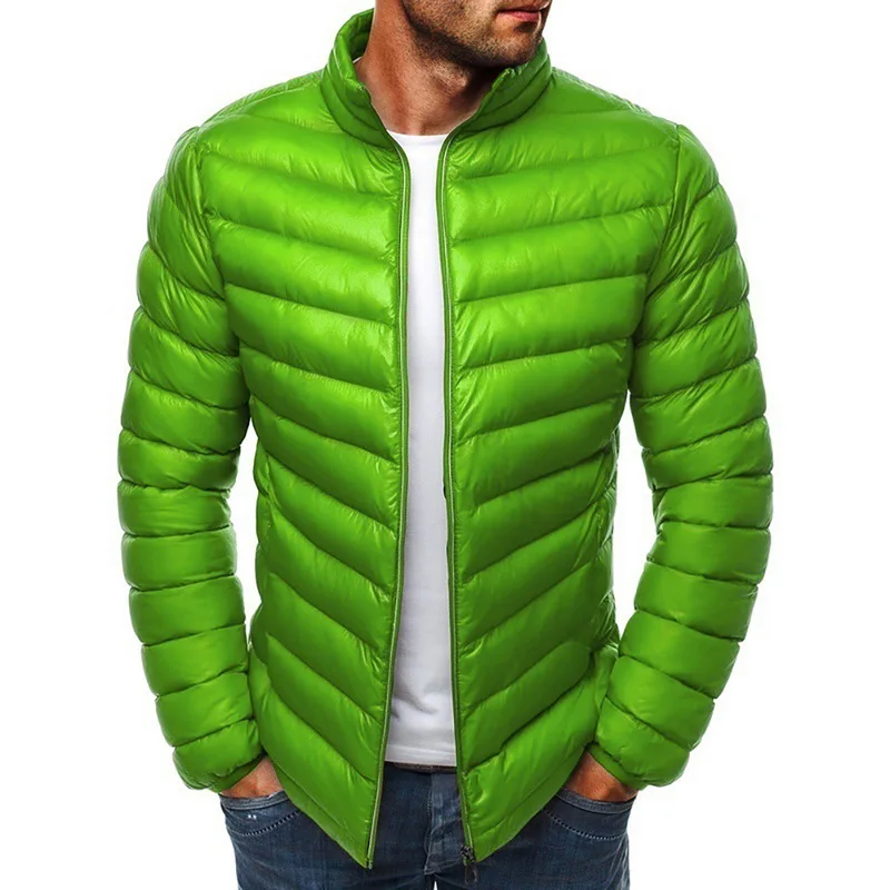 Дропшиппинг, новая модная зимняя куртка, Мужское пальто, Теплая мужская Осенняя Зимняя парка, повседневная брендовая приталенная мужская куртка на молнии - Цвет: green