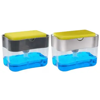 

Soap Holder Manual Press Dispenser Soap Dish For Bathroom Pump Dispenser With Sponge Holder Bathroom Cleaning Liquid Container