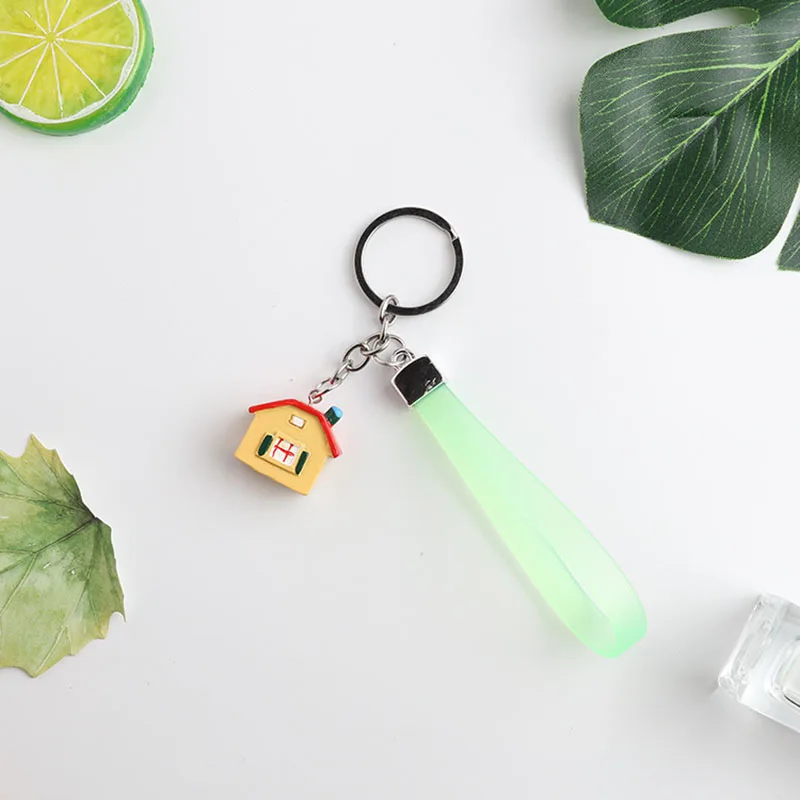 Creative Small House Key Chain Cute Cartoon Keychains Women Bag Car Keyfob Fashion Gift Key Ring Pendant for Couples Lovers - Цвет: Красный