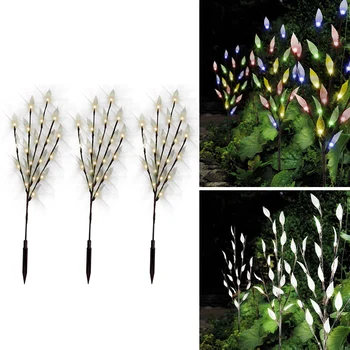 

3 Pcs Garden lights Energy Saving Durable Lawn Simulation Leaf Branch Solar Outdoor Garden Light #