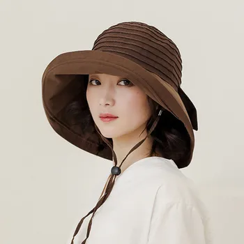 

XdanqinX Multicolor Women's Cap Bucket Hat Foldable Brands Female Hat Sun Visor Fishing Caps 2020 New Summer Solid Beach Hats