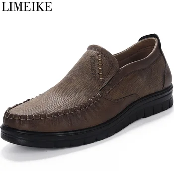 

LIMEIKE Fashion Soft Men Casual Shoes Non Slip Men's Boat Shoes New Arrival Male Light Flock Sneakers
