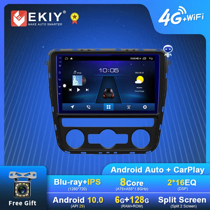 EKIY 6 + 128G DSP Android 10 Автомагнитола для VW Passat 2011-2015 GPS-навигация мультимедийный плеер